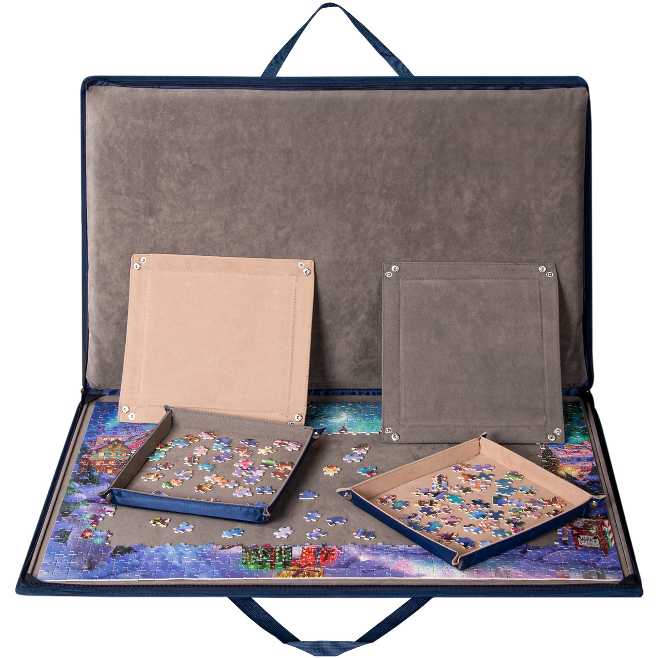 Lavievert puzzle-board padded cover protects pieces during storage.