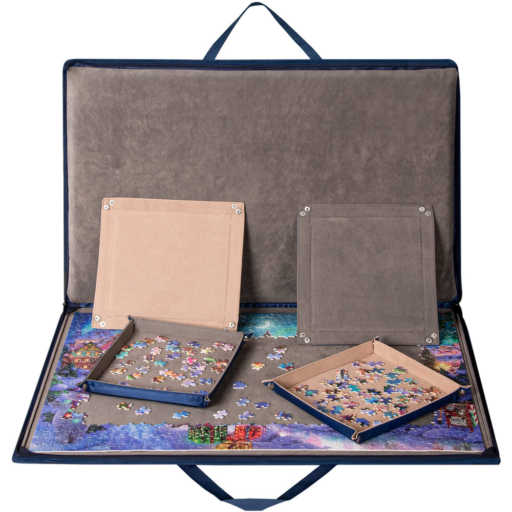 Lavievert puzzle-board padded cover protects pieces during storage.