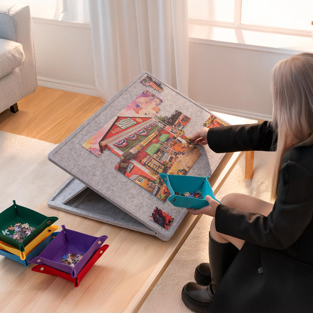 Lavievert puzzle board weighs 3.7 lb for portable puzzle sessions anywhere.