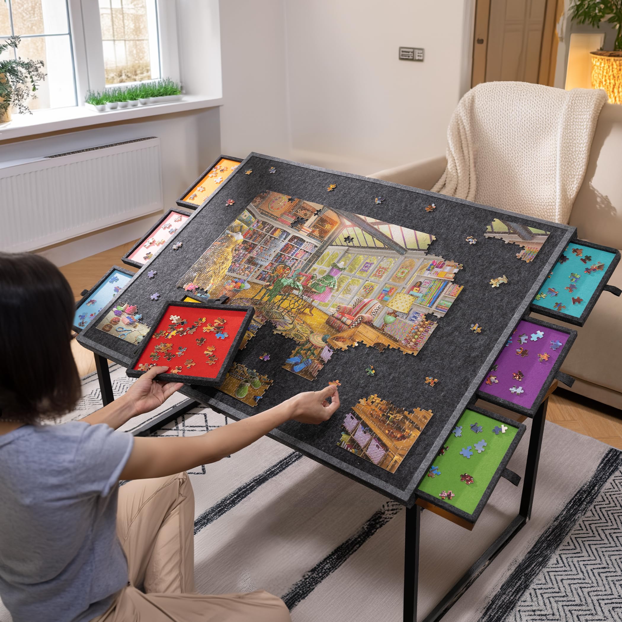 Lavievert puzzle board portable table for any surface at home.