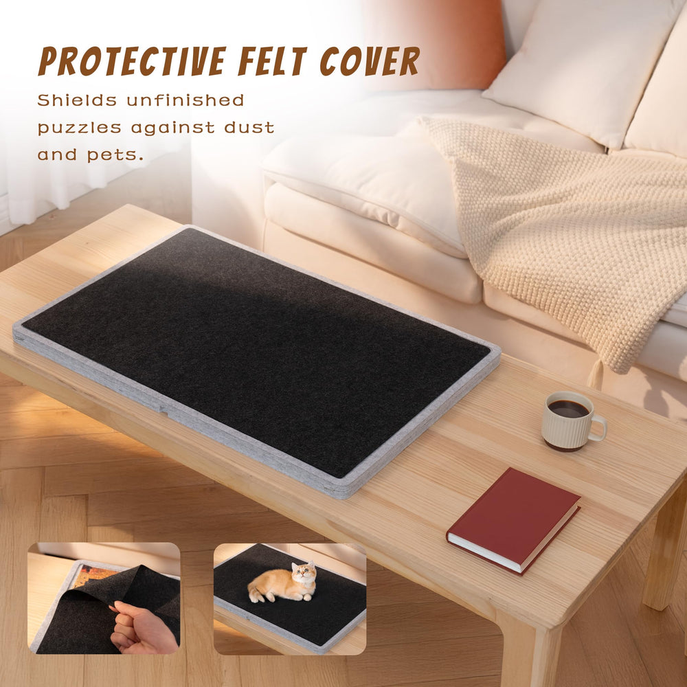 Lavievert protective felt sheet guards unfinished puzzles from dust and pets.