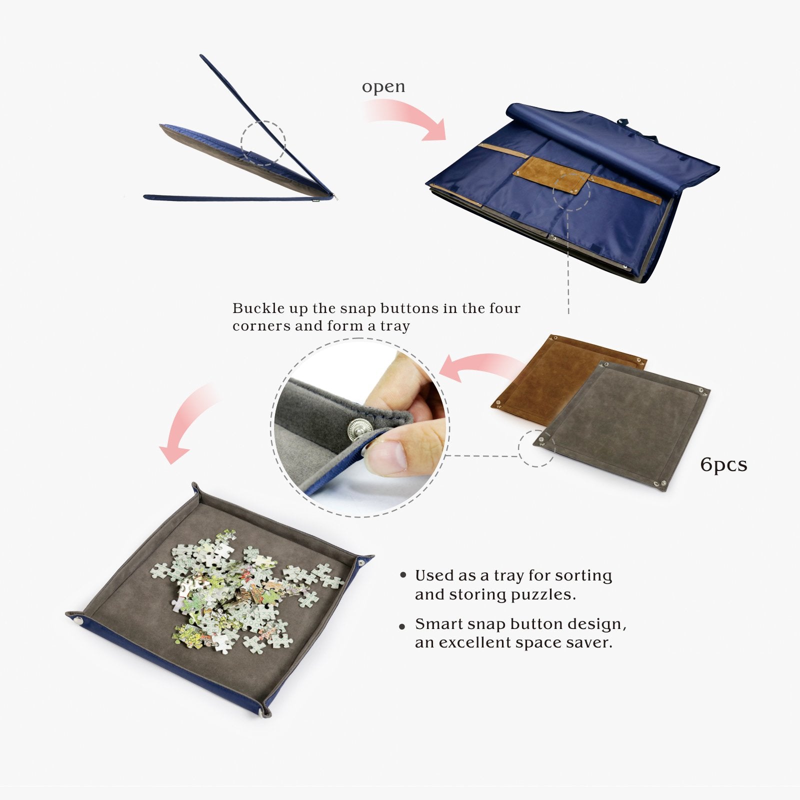 Lavievert puzzle board back see-through slot keeps puzzle names visible for quick identification.