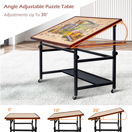 Lavievert puzzle table height adjustment enables personalized posture during puzzles.