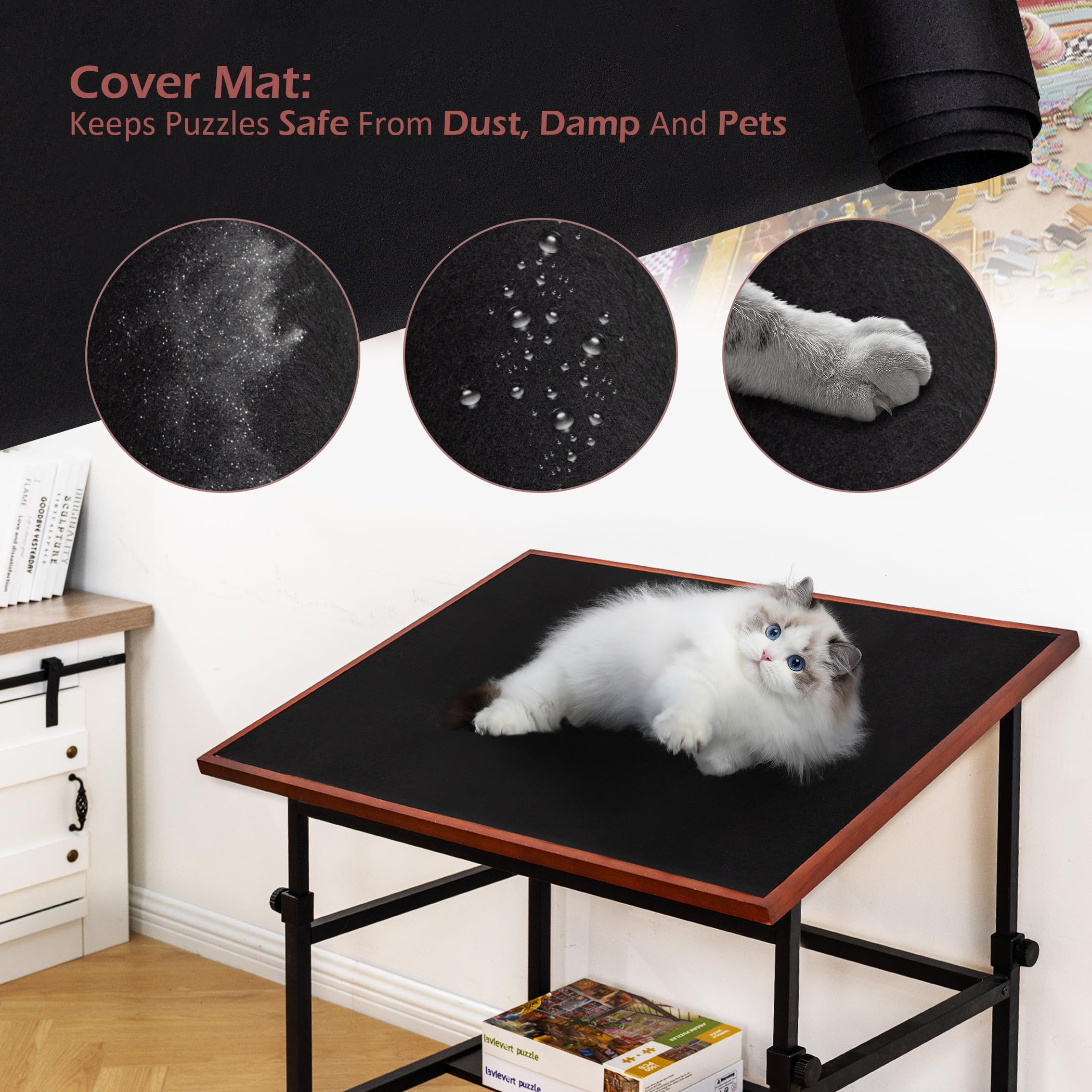Lavievert puzzle table storage shelf keeps trays and accessories organized.