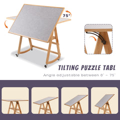 Lavievert puzzle table storage shelf helps organize boxes and accessories.
