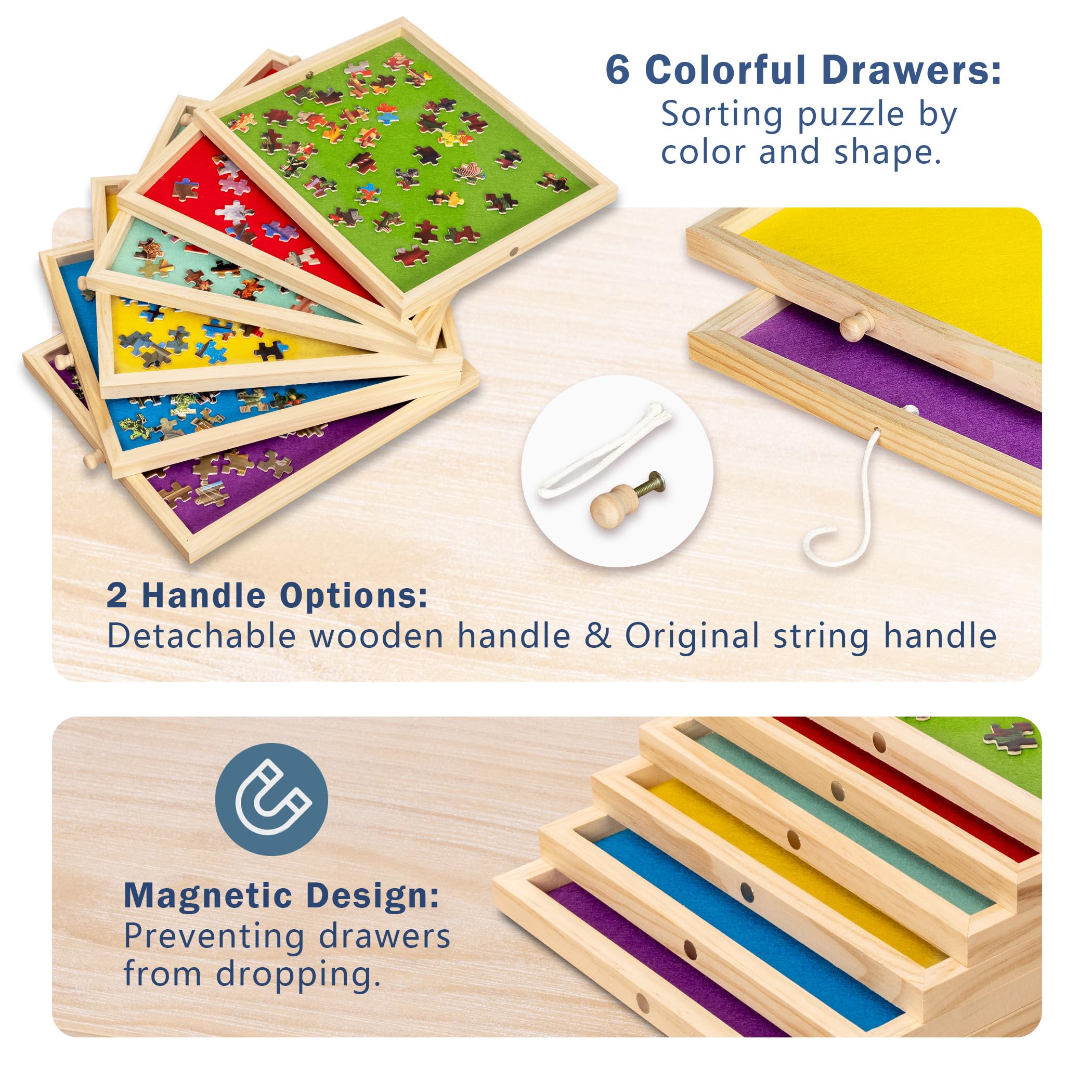 Lavievert six-drawer organizer helps sort pieces by color and shape