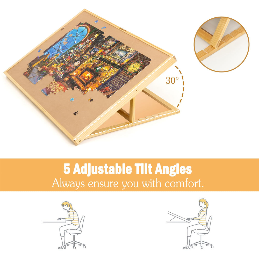 Lavievert wooden cover protects unfinished puzzles from dust and pets.