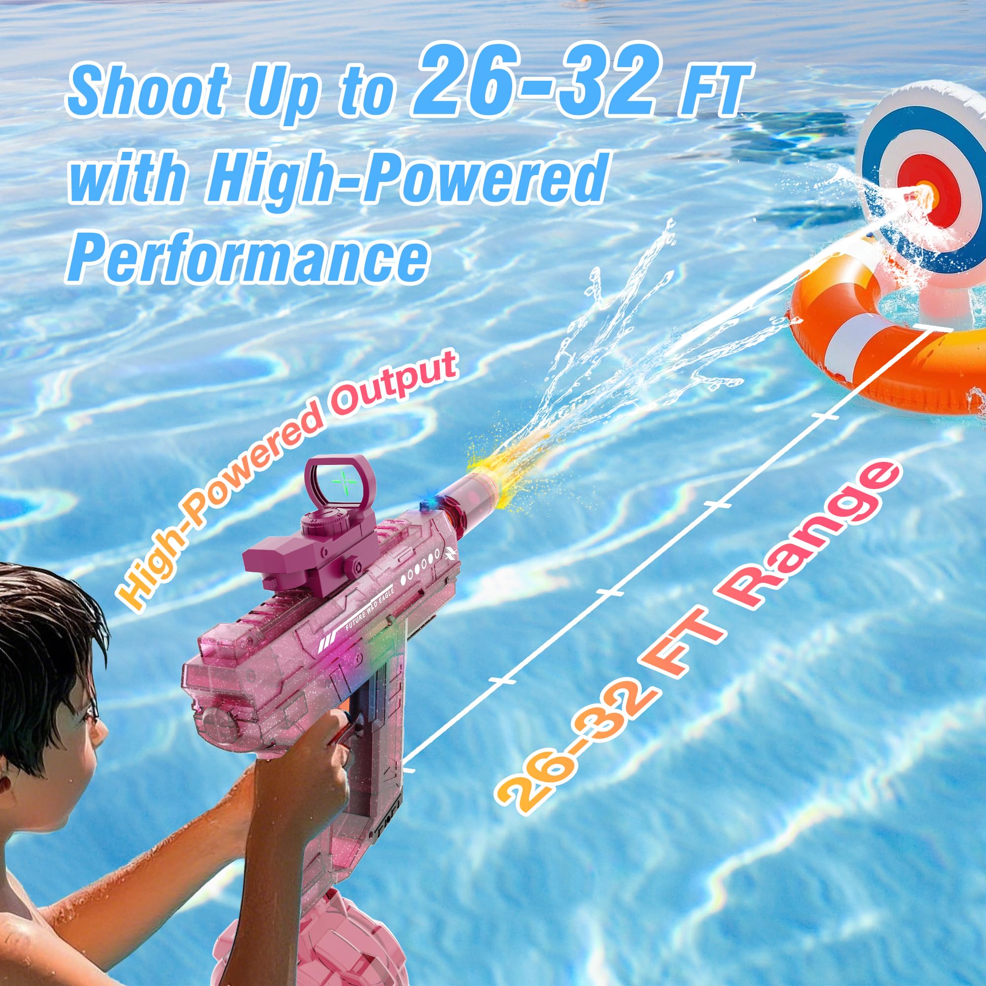 Lawdiey electric water gun blue holographic sight for precise targeting
