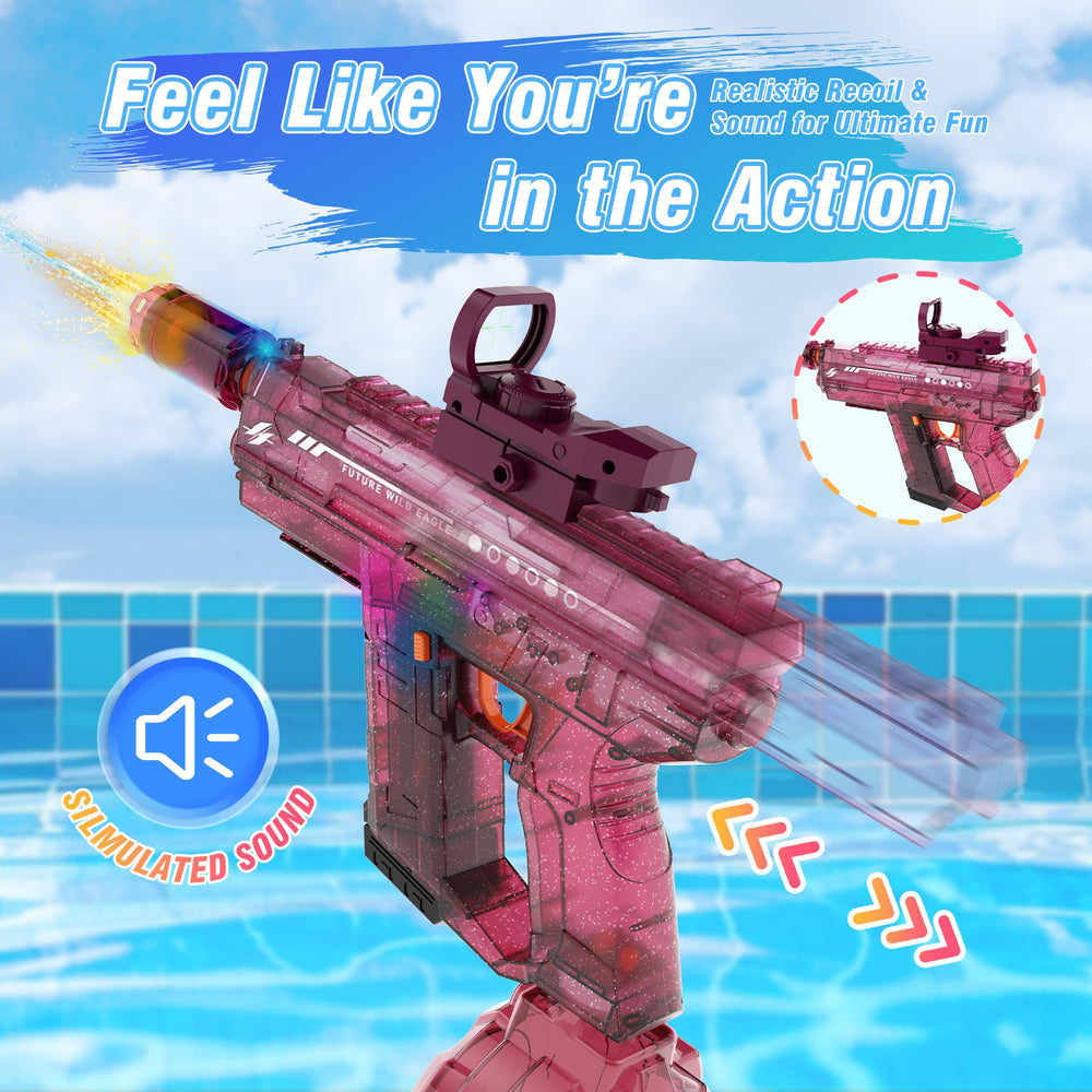 Lawdiey electric water gun pink holographic sight for accurate shots