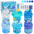 LAWOHO Blue Ocean Slime Kit with three textures in a 360ml set, perfect for kids' tactile play.