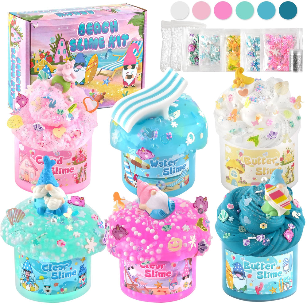 LAWOHO 6-pack slimes pink blue collection for vibrant sensory play and party favors.