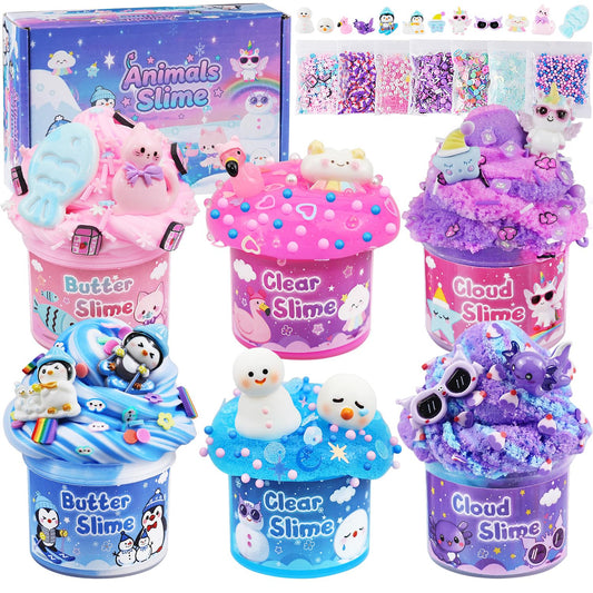 LAWOHO Animal Wonderland slime collection with colorful jars for kids