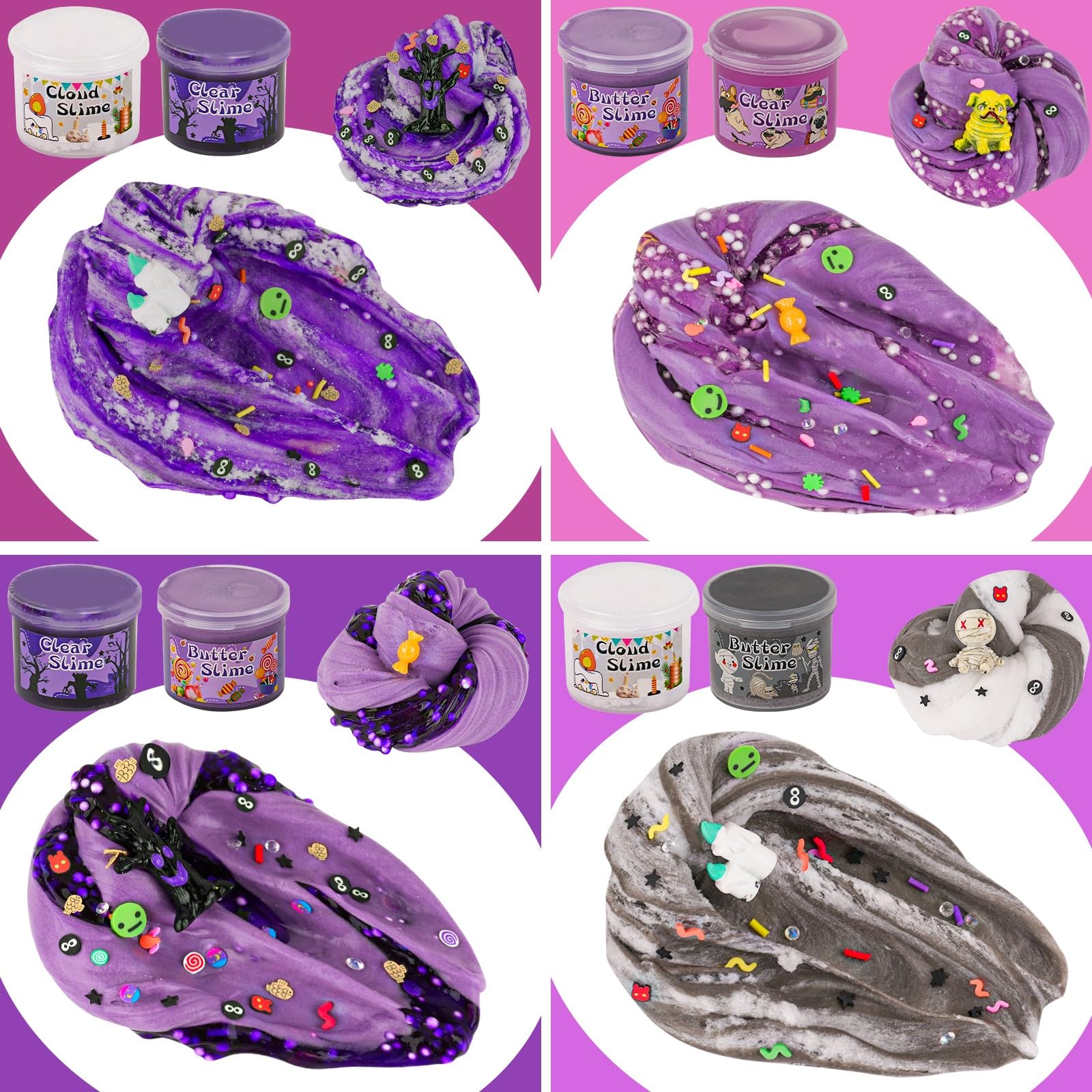 LAWOHO dark purple clear slime pack for vivid layered designs.