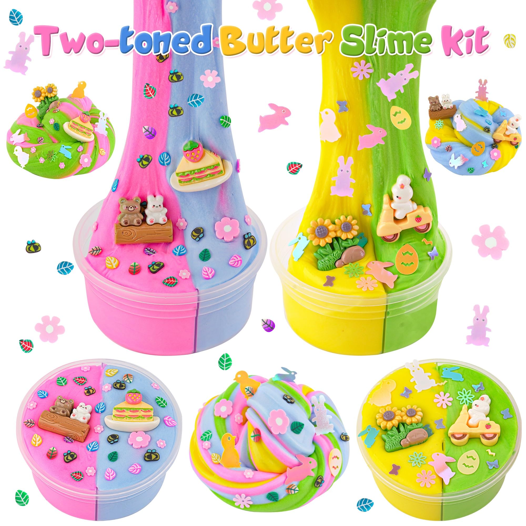 LAWOHO yellow-green butter slime swirls for creative experiments