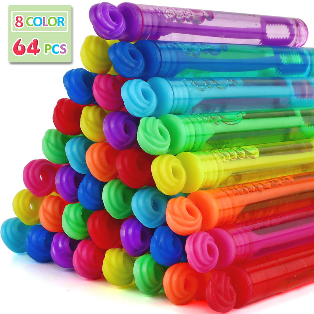Laxdacee Bubble Wands 64-pack neon colors for outdoor party fun.