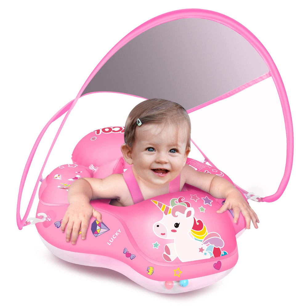 LAYCOL baby float with removable canopy shields sun for infants