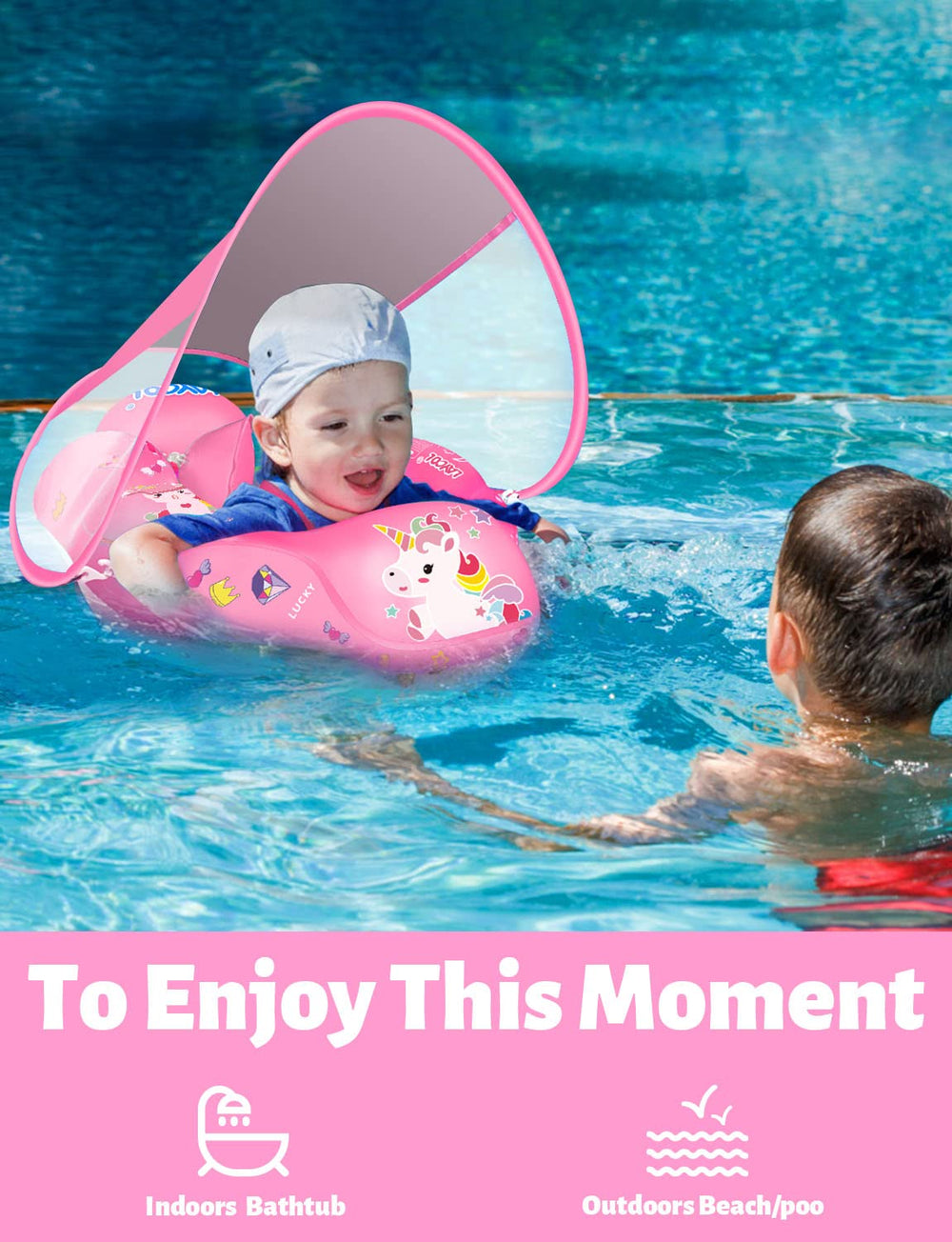 LAYCOL inflatable baby float folds flat for compact storage
