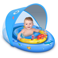 LAYCOL baby pool float canopy provides UPF50+ sun protection for outdoor swims