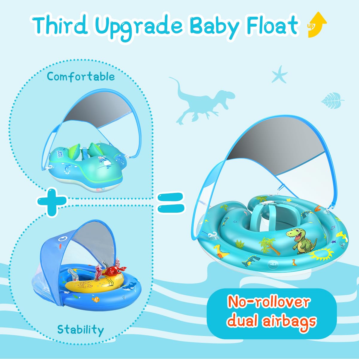 LAYCOL baby pool float with UPF50+ sunshade shields delicate skin.