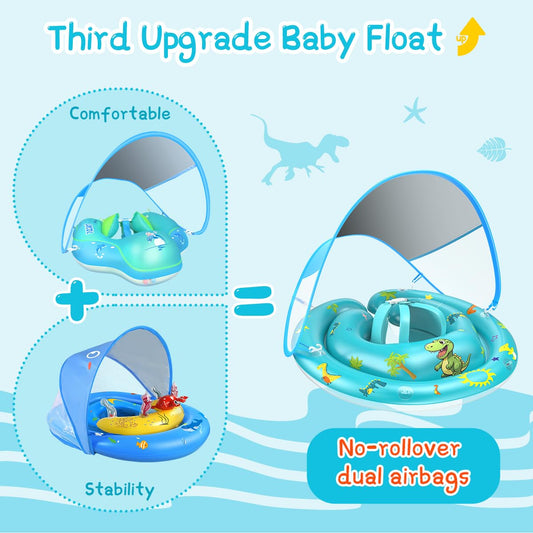 LAYCOL baby pool float with UPF50+ sunshade shields delicate skin.