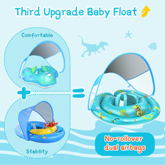 LAYCOL baby pool float with UPF50+ sunshade shields delicate skin.