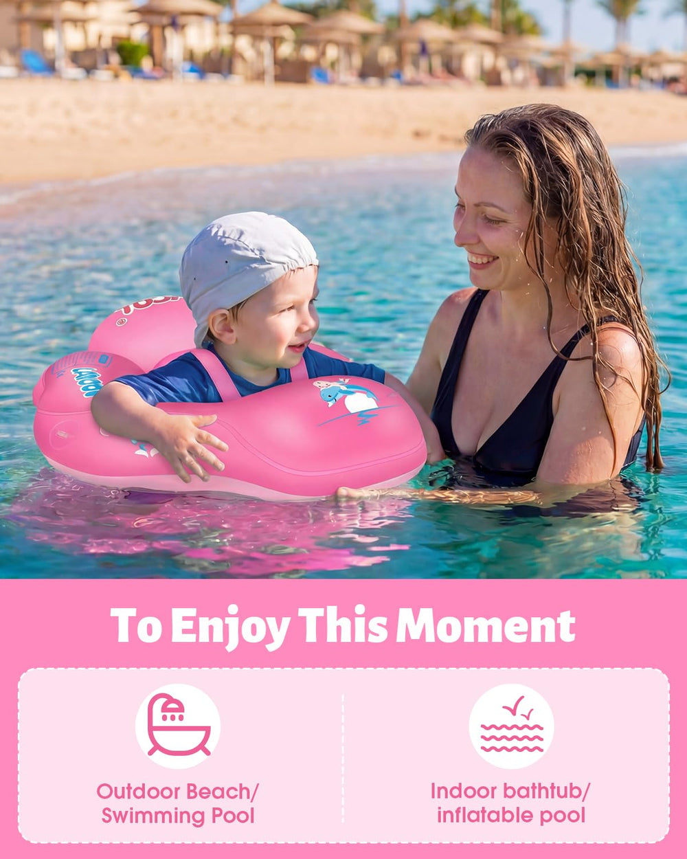 LAYCOL baby float in pool demonstrates easy inflation and storage