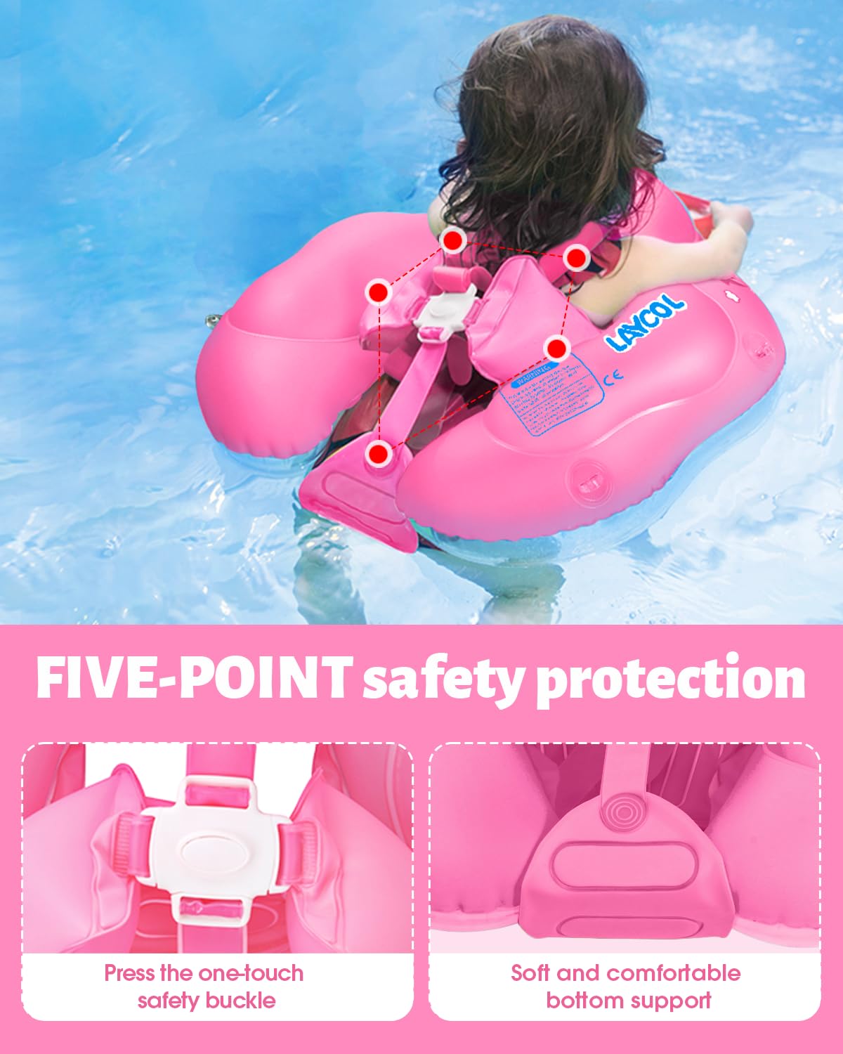 LAYCOL safety-material pink float, CPC-compliant PVC for baby skin safety.