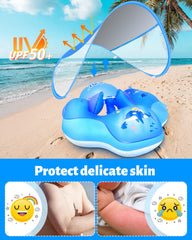 LAYCOL baby float with sun canopy and UPF50+ protection for sunny pool sessions