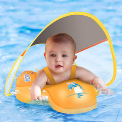 LAYCOL baby float with canopy shading sunny pool time for tiny swimmers.