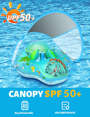 LAYCOL dinosaur baby swim float with pump included for quick setup.
