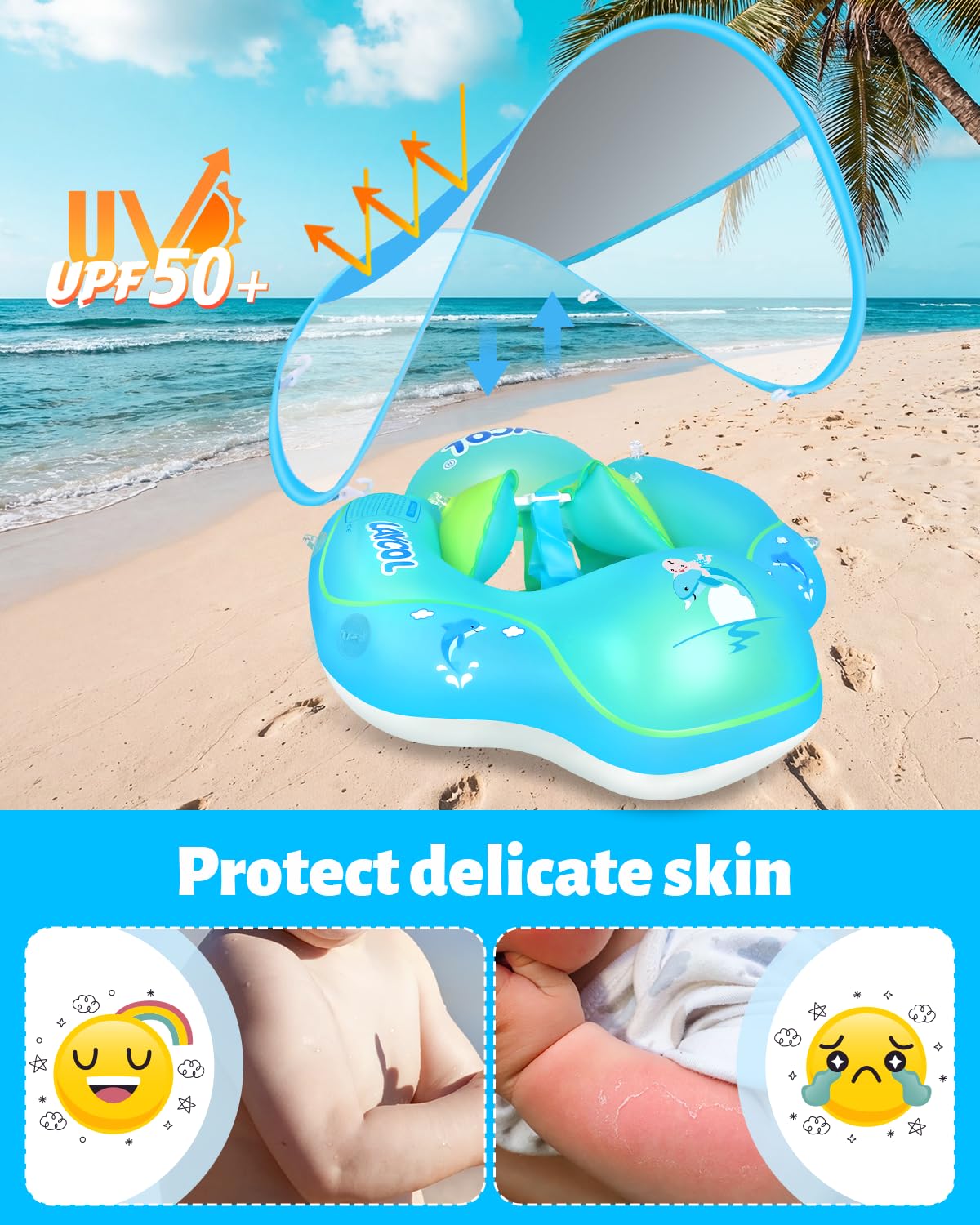 LAYCOL inflatable pool ring keeps baby secure with nonflip design