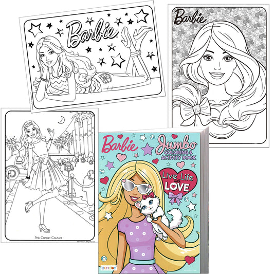 Lazy Days Barbie spread showcases puzzles and activities for quiet time fun.