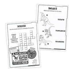Lazy Days Jurassic World activity puzzles provide fun challenges to solve.