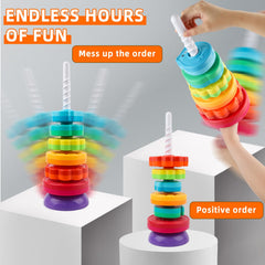 LBAIBB Rainbow Spin Tower action showing discs spinning during play.