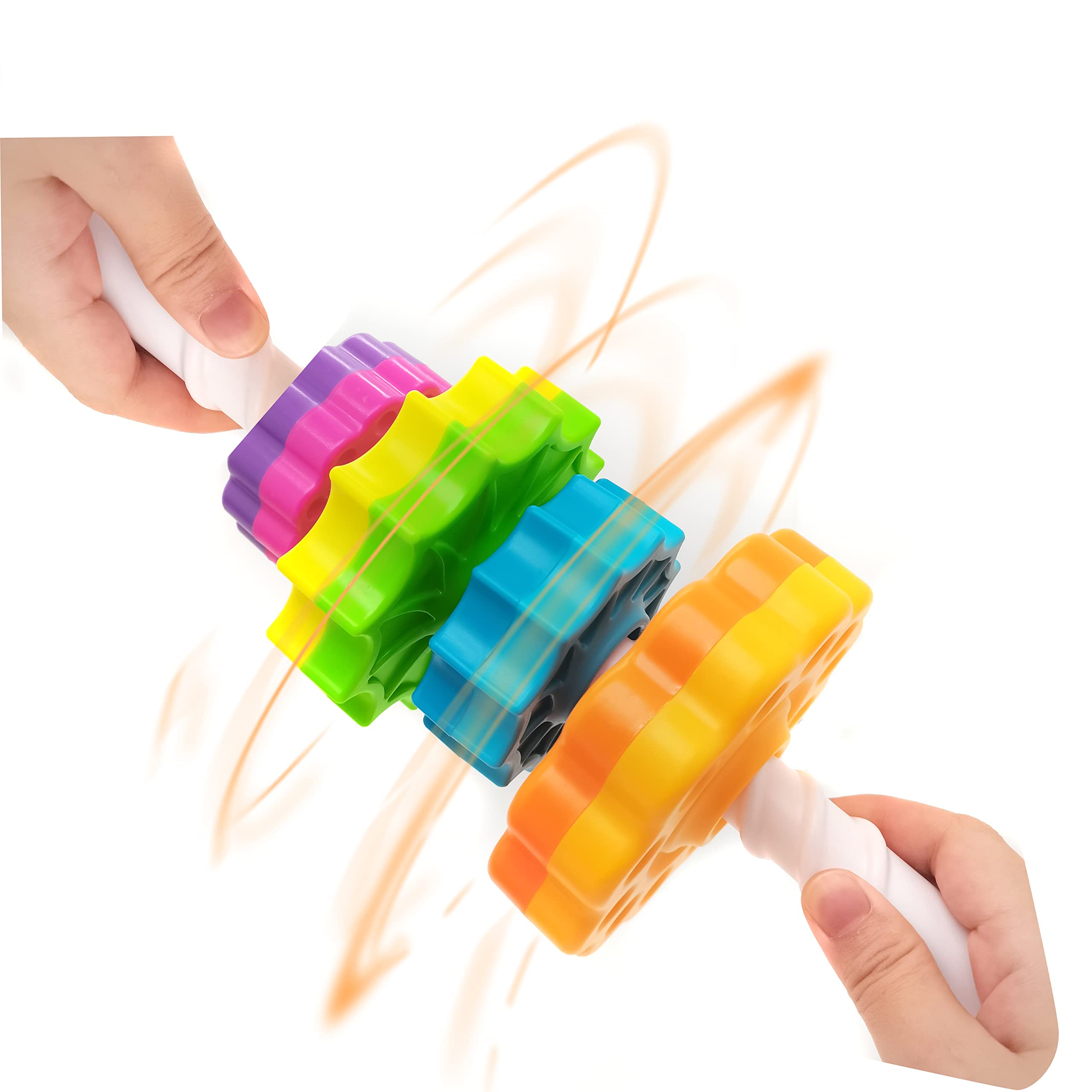 LBAIBB Rainbow Spin Tower promotes hand-eye coordination during stacking