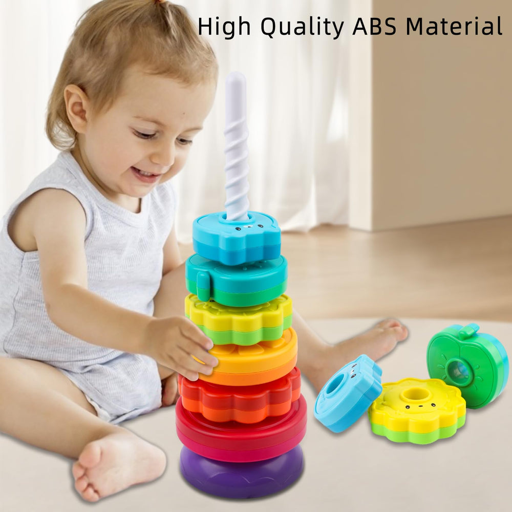 LBAIBB Rainbow Spin Tower safe design with smooth edges for toddlers.