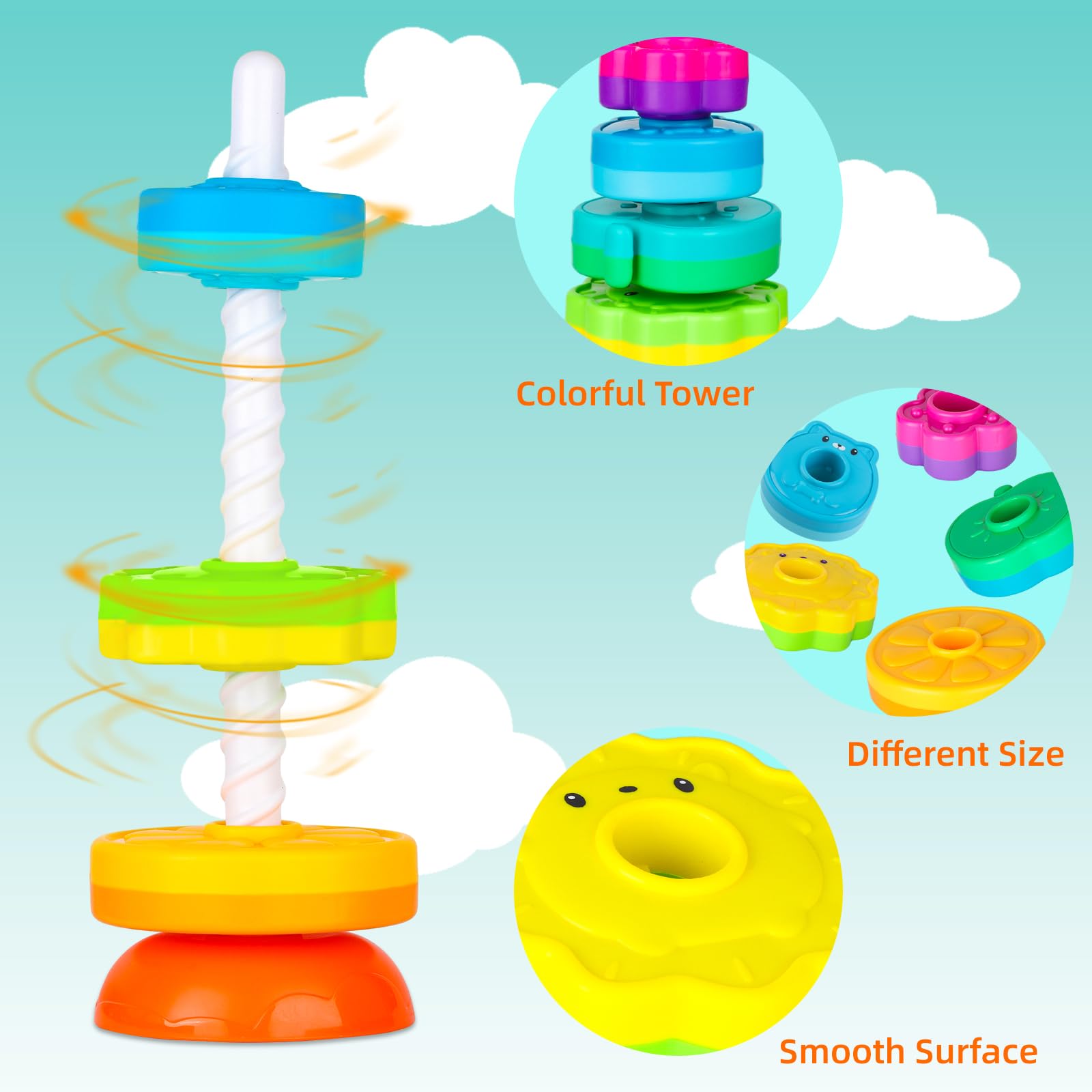LBAIBB Spin Stack Toy BPA-free ABS plastic ensures safe, durable play.