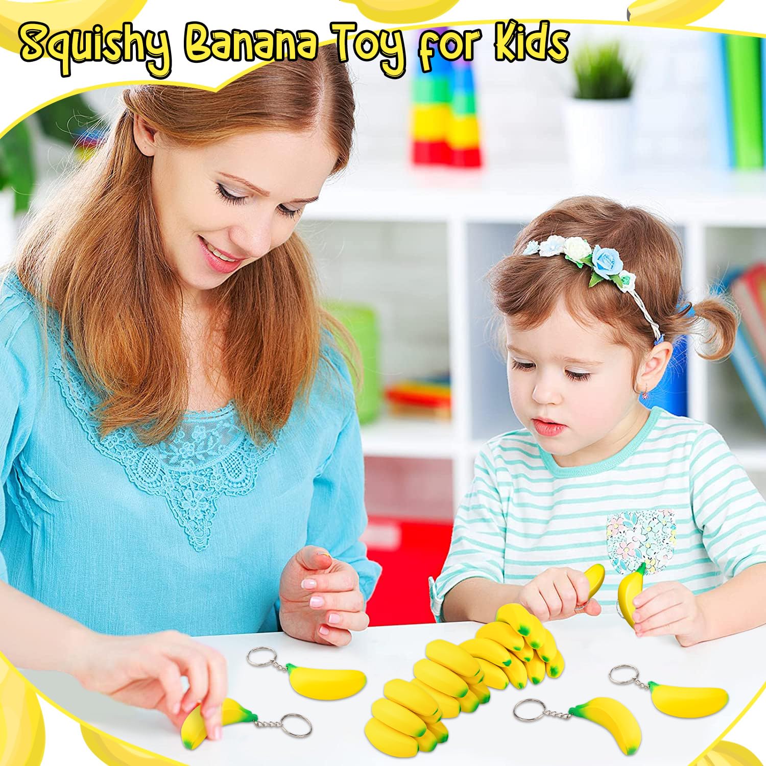 LBSXQGS banana keychain packaging display, perfect for party favors