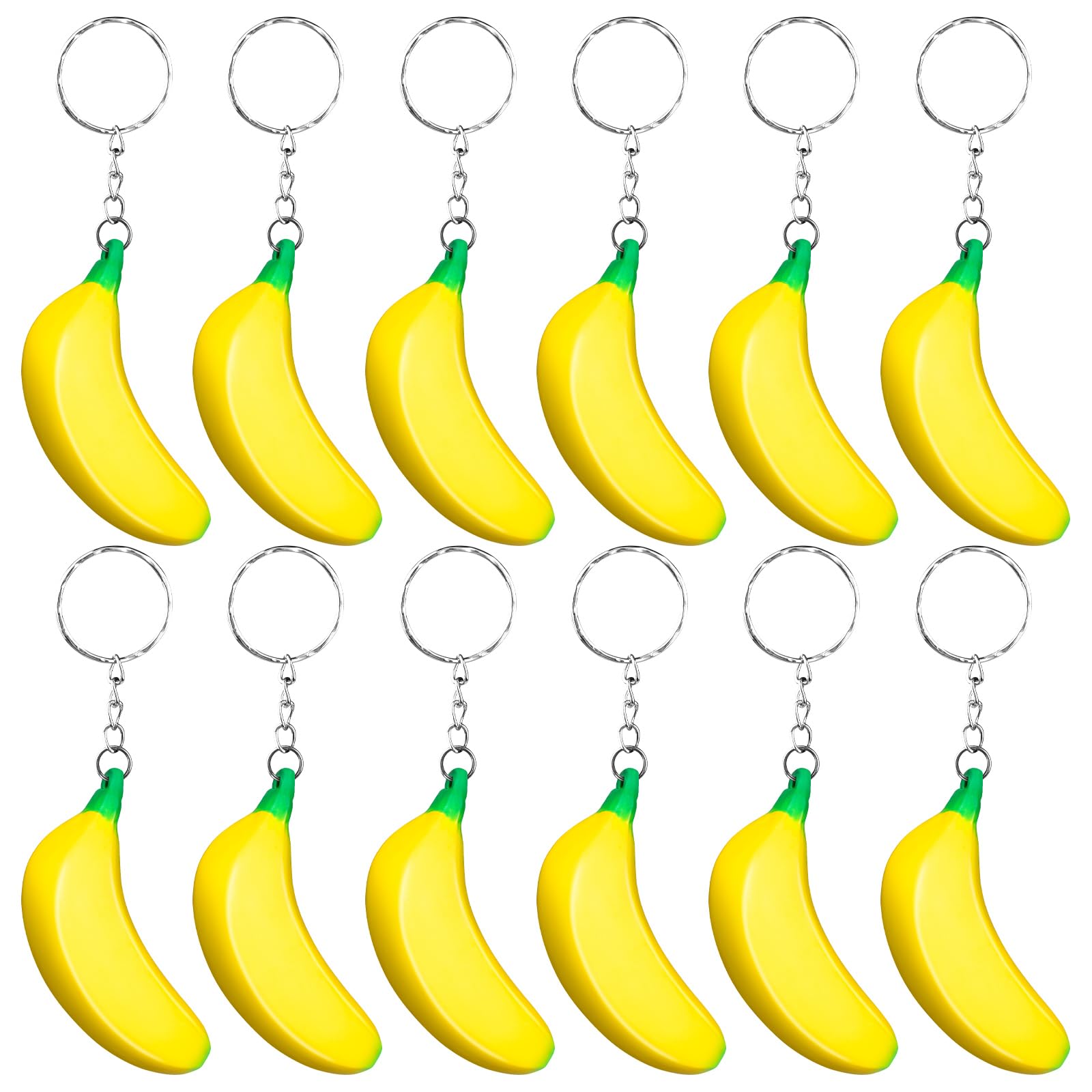 LBSXQGS banana keychain close-up shows soft rubber texture ideal for fidgeting