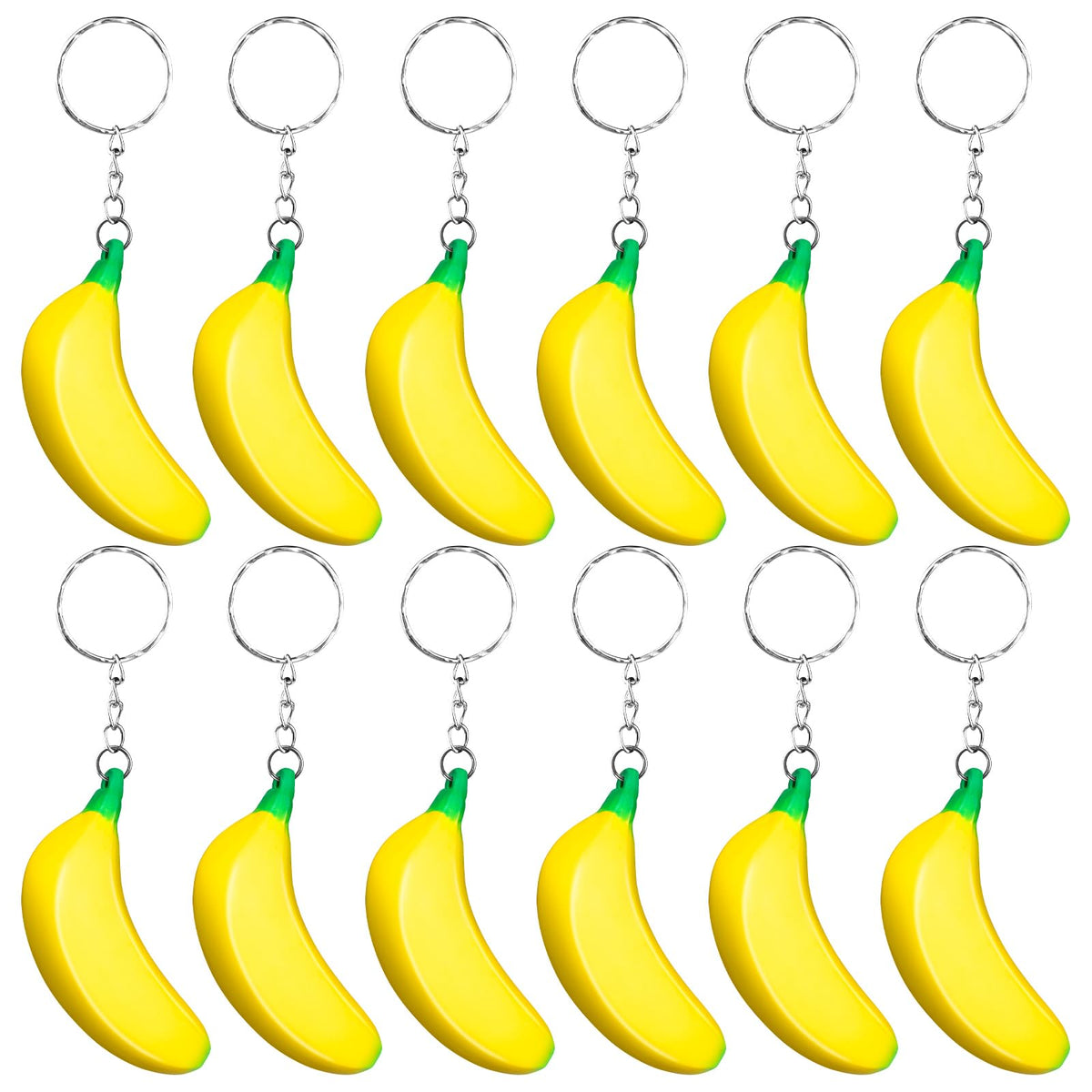 LBSXQGS banana keychain close-up shows soft rubber texture ideal for fidgeting