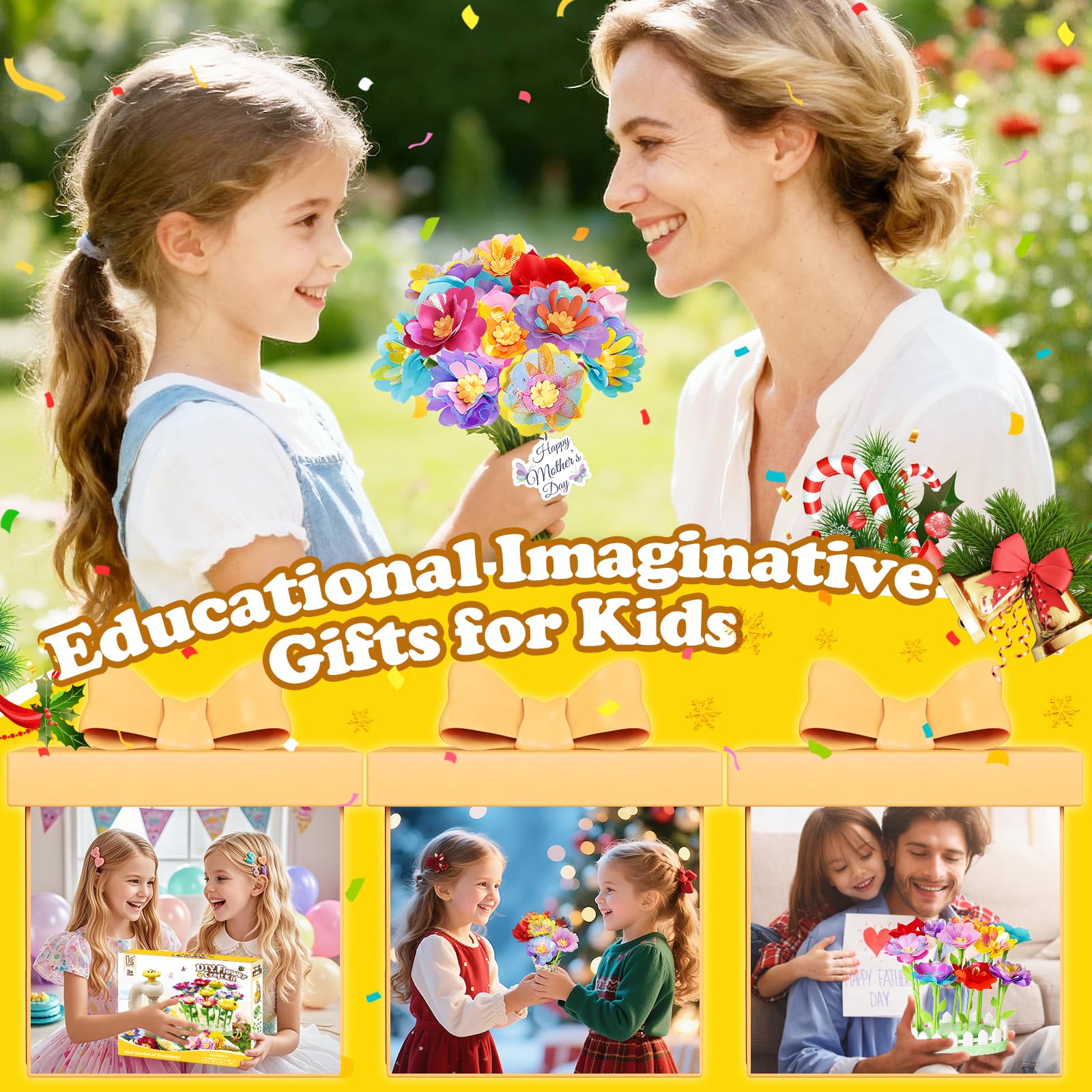 LC eterna family crafts session creating bouquets together.