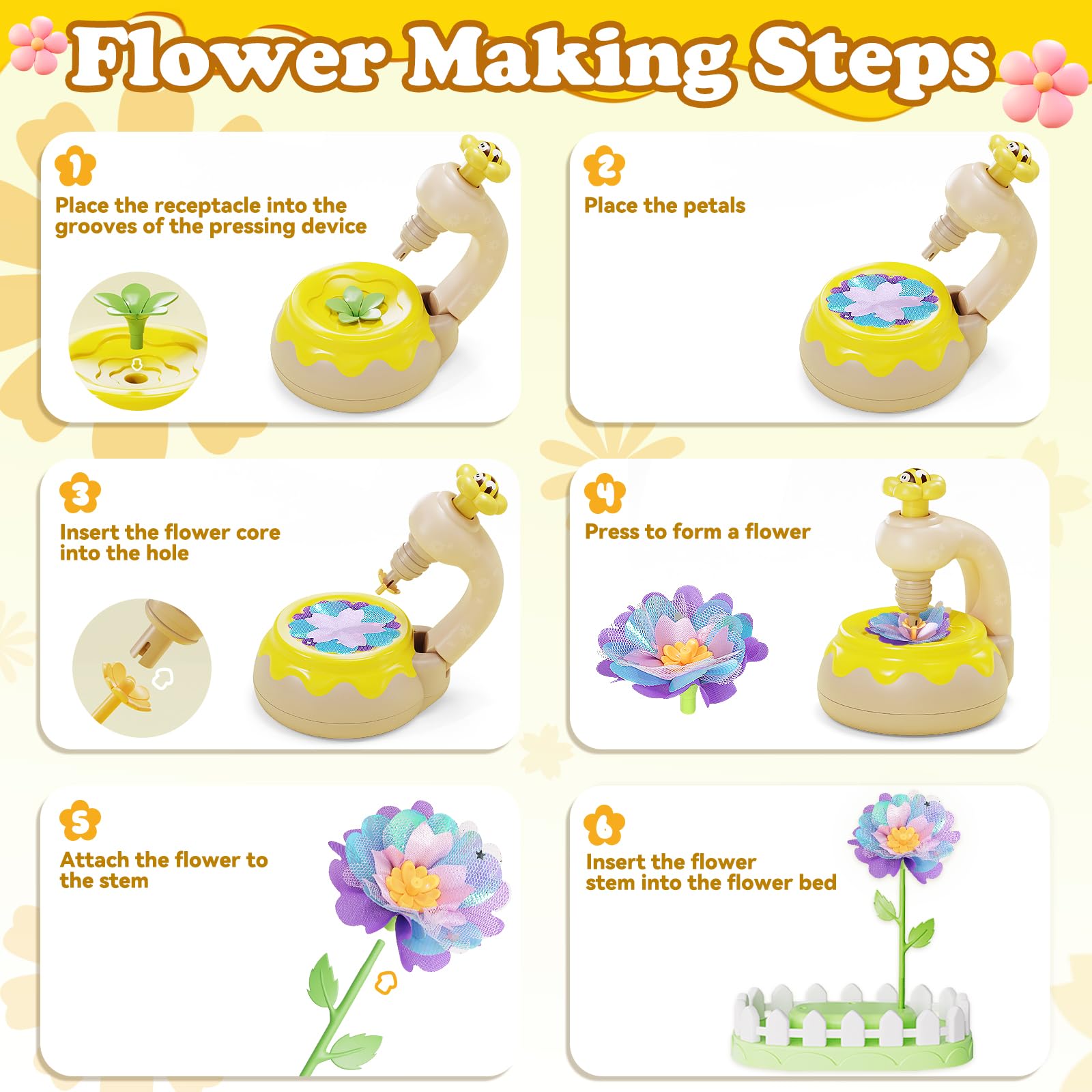 LC eterna flower making machine showing easy petal assembly for kids.