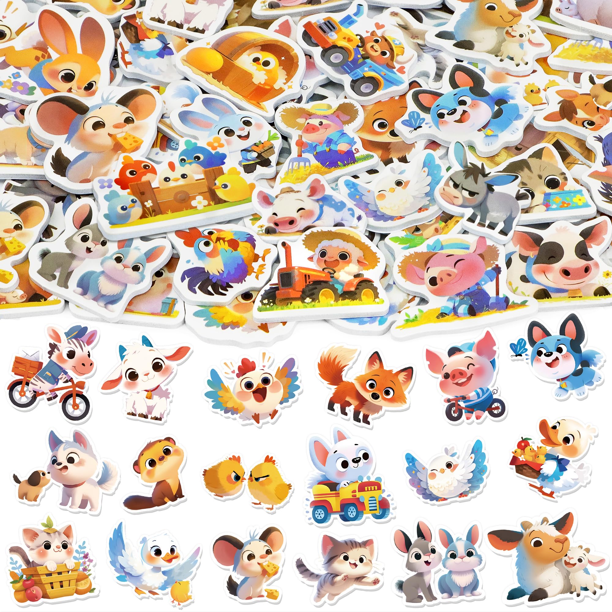 Lckaent foam stickers farm animals, vibrant colors for water bottles and notebooks