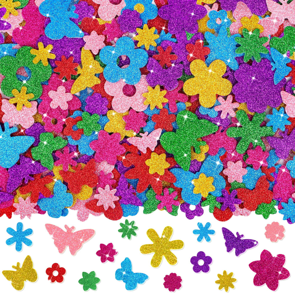Lckaent foam stickers with vibrant flower and butterfly designs for kids crafts