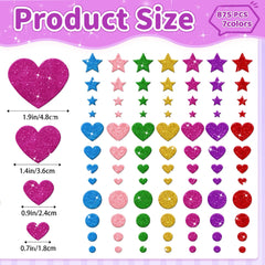 Lckaent glitter foam hearts sheets for notebooks and greetings.