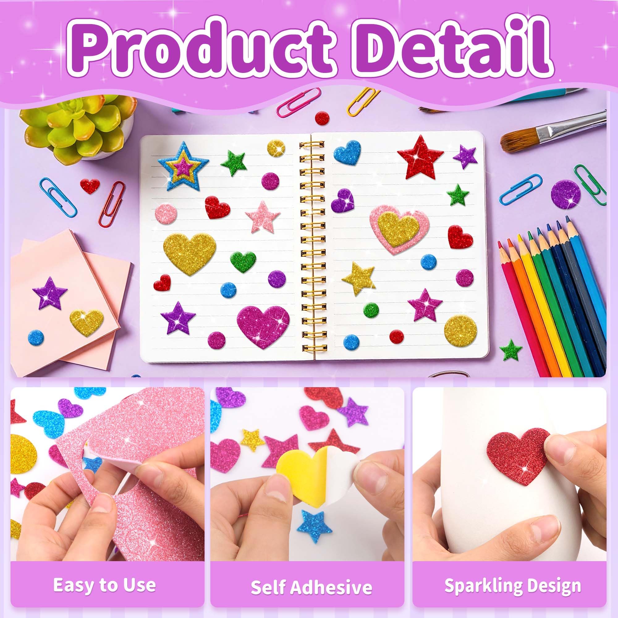 Lckaent glitter stars sheets add sparkle to crafts and gifts.
