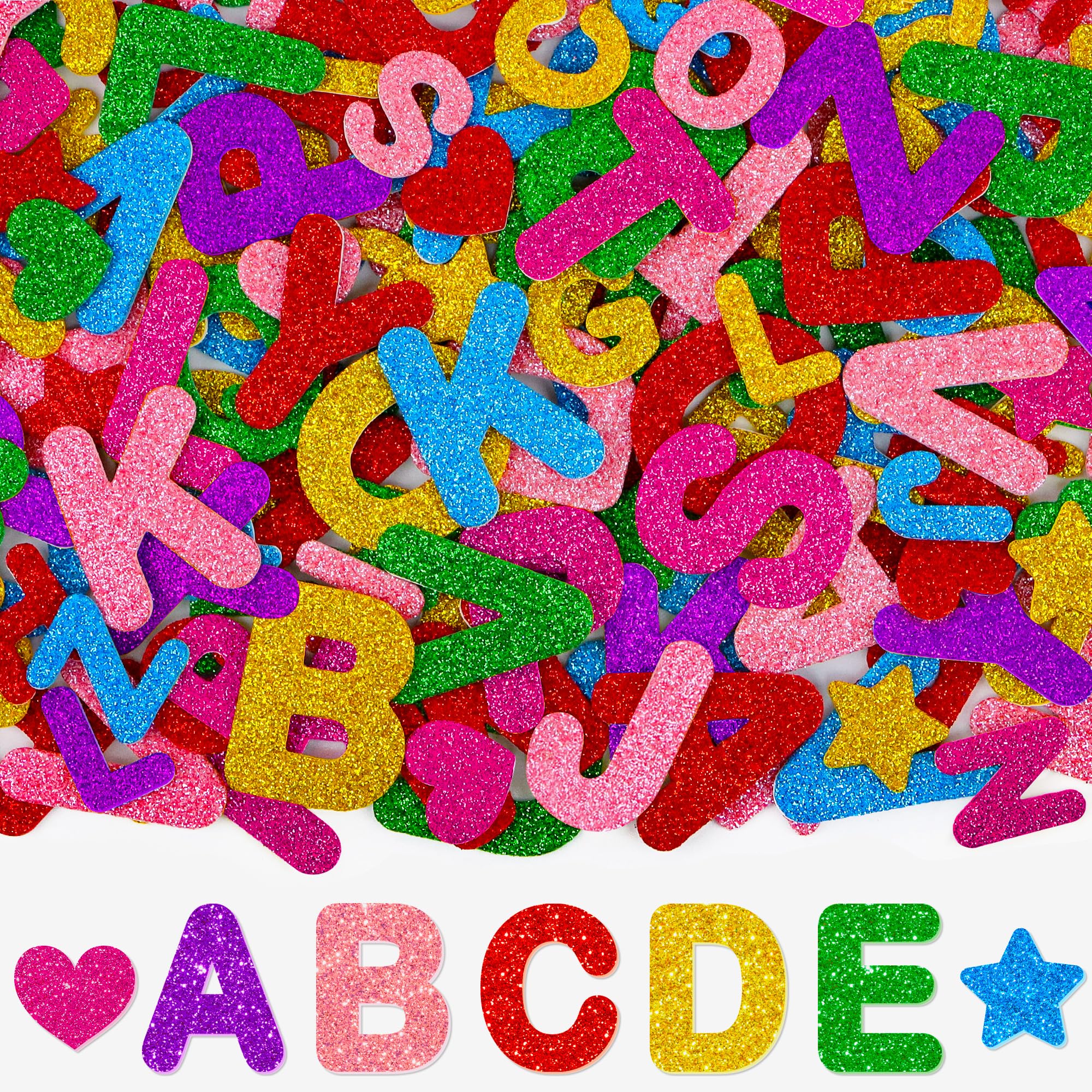 Lckaent glitter foam letters on seven sheets for colorful crafts