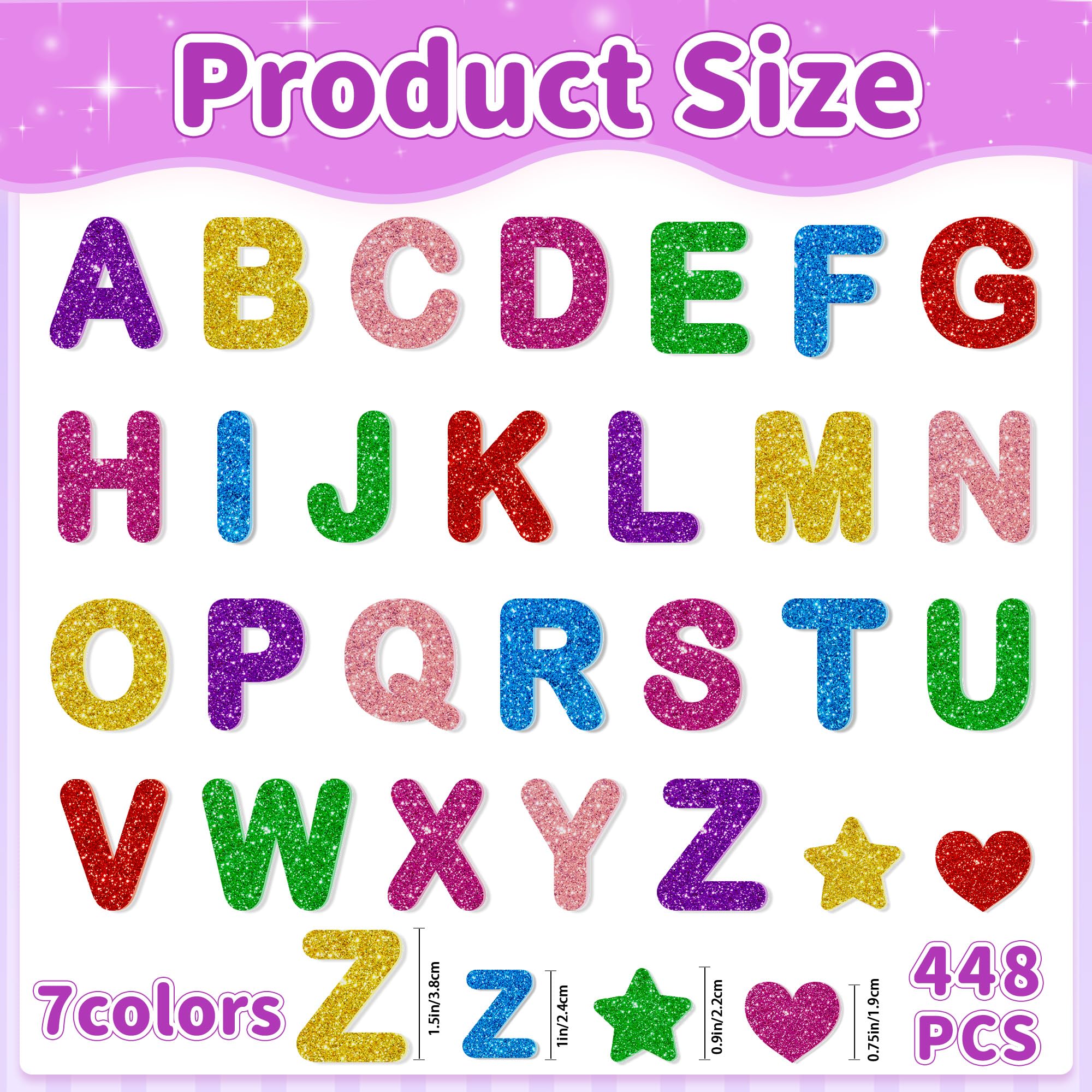Close-up of embedded glitter on Lckaent foam letters