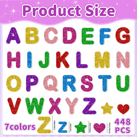 Close-up of embedded glitter on Lckaent foam letters