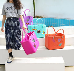 Lckaey rubber beach bag decor piece highlights colorfast, durable accents